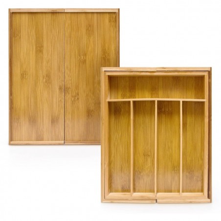 Bandeja para cubertería extensible de bambú 550873 38x41x5 cm 7 compartimentos