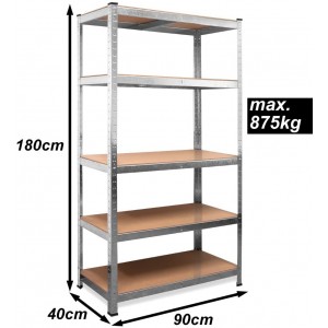 Estantería metálica modular 5 estantes MDF 180x90x40cm,... 2