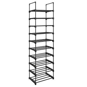 Zapatero NEGRO con 10 estantes modulares y tubos de metal...