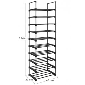 Zapatero NEGRO con 10 estantes modulares y tubos de metal... 2