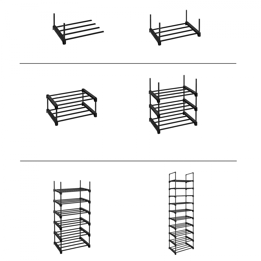 Zapatero NEGRO con 10 estantes modulares y...