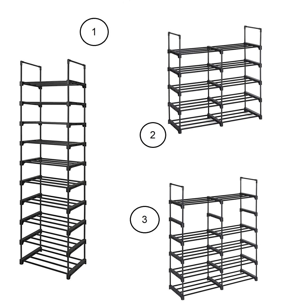Zapatero NEGRO con 10 estantes modulares y...