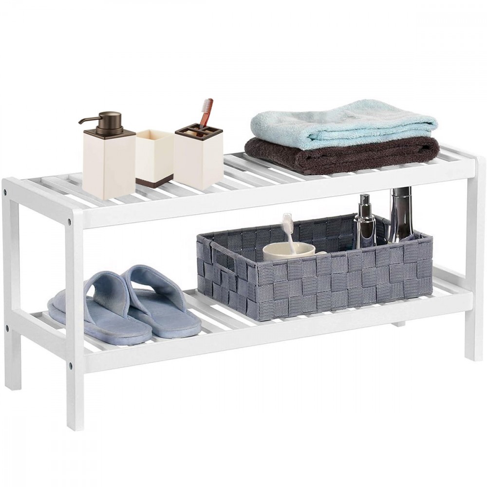 Zapatero multiusos de madera blanca 2 estantes...