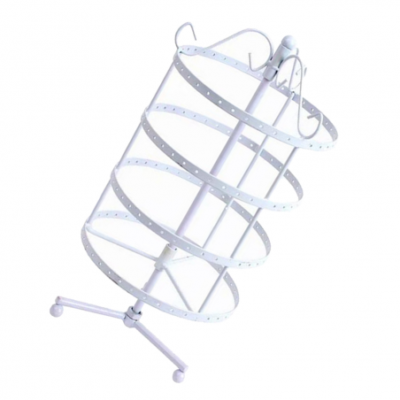 Soporte exhibición de joyería 4 niveles Estructura giratoria blanca Ideal aretes