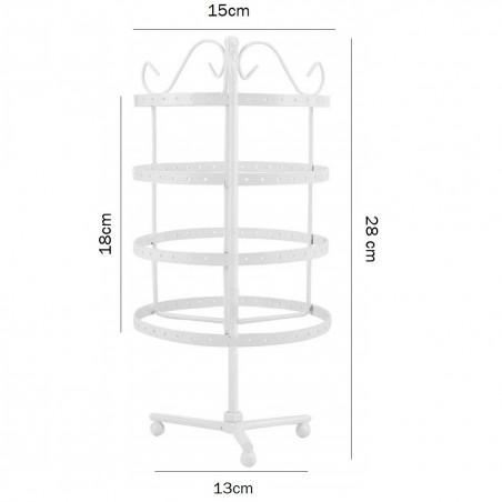 Soporte exhibición de joyería 4 niveles Estructura giratoria blanca Ideal aretes