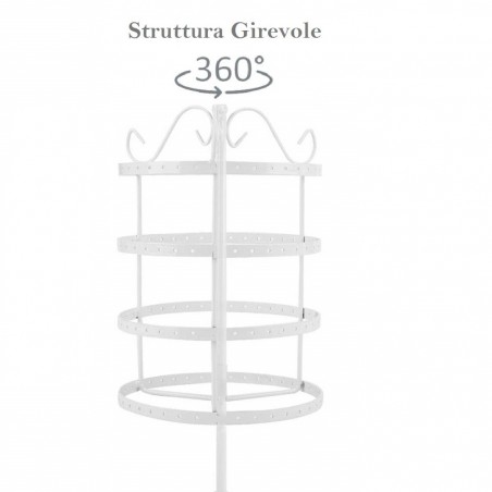 Soporte exhibición de joyería 4 niveles Estructura giratoria blanca Ideal aretes