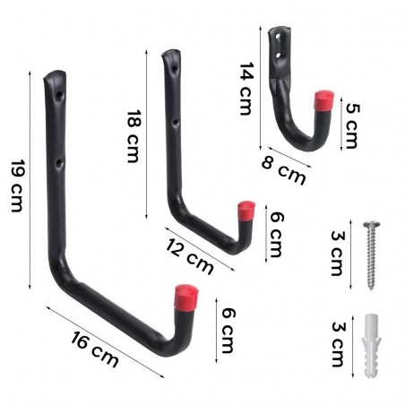 Kit 6 ganchos de pared universales de metal multiusos ahorra espacio 3 tamaños