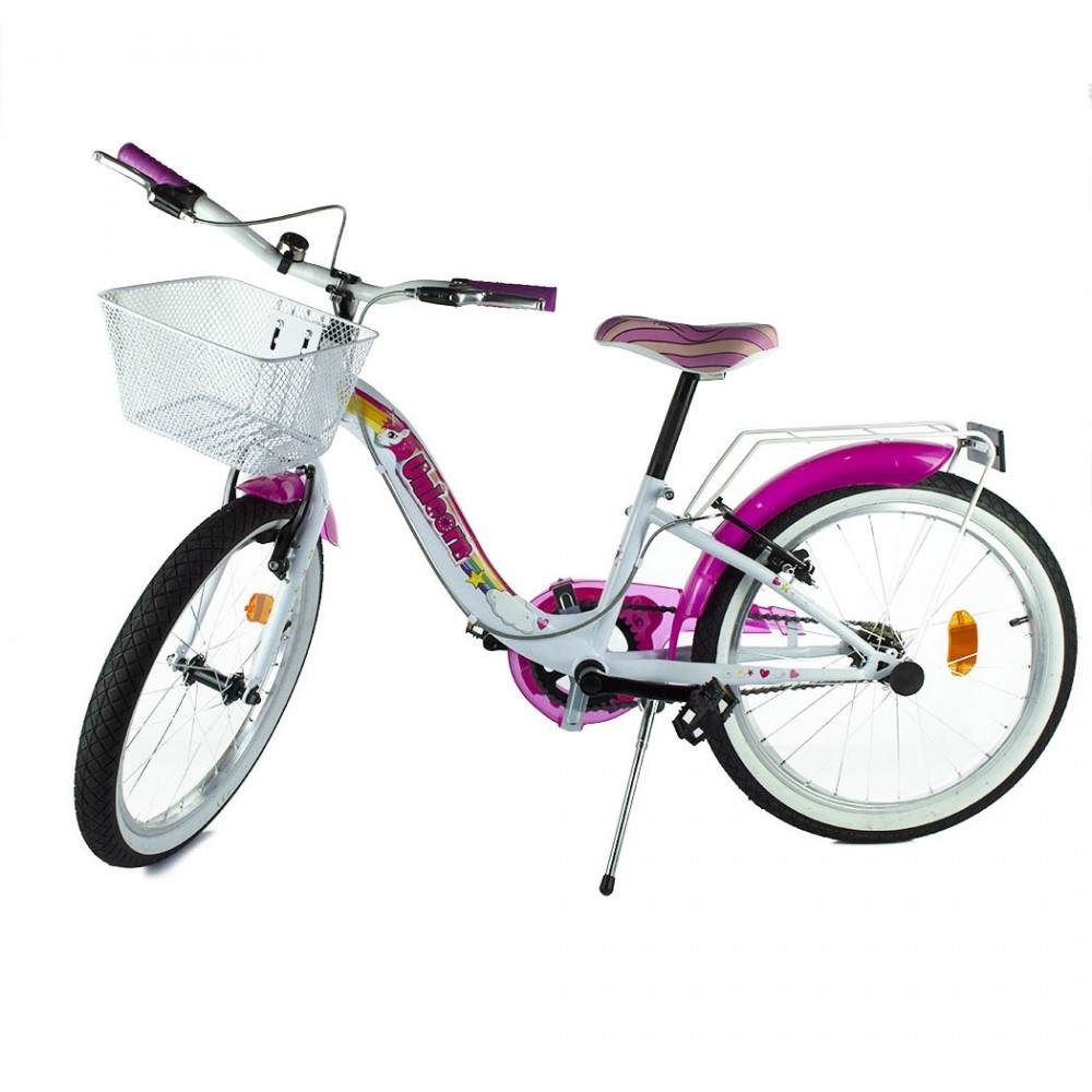 Bicicleta unicornio tamaño 20 bicicleta 204R UN para niña 6 a 8 años con canasta