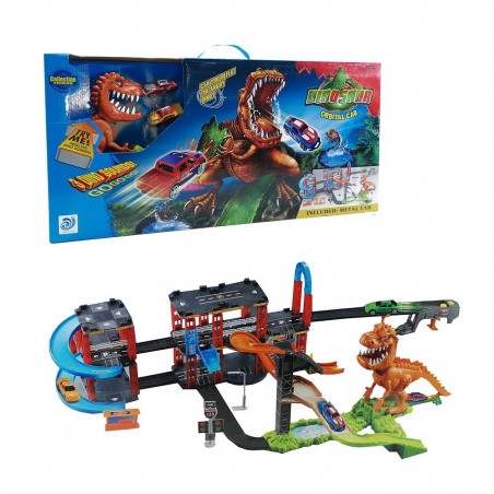 Pista acrobática Dinosaurio 108391 4m 2 coches doble vía con efectos de sonido