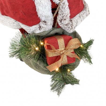 144207 Papá Noel vestido Rojo y Gris Decoración navideña 80Hcm música y luces