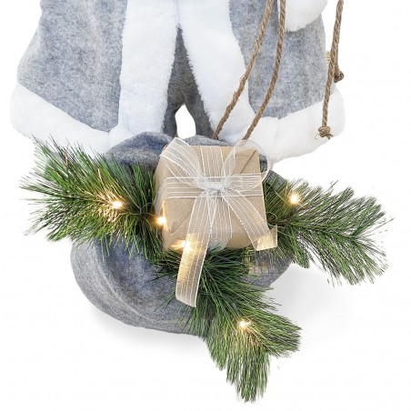 144209 Papá Noel vestido Gris Decoración navidad 80Hcm música luces y movimiento
