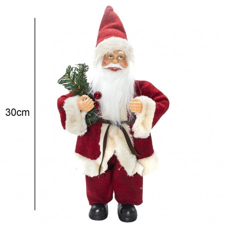 144186 Papá Noel vestido Rojo y Crema Decoración navideña 30H cm