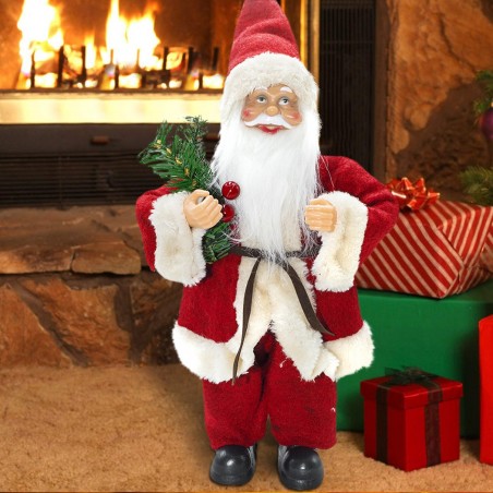 144186 Papá Noel vestido Rojo y Crema Decoración navideña 30H cm