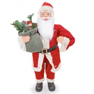 144202 Papá Noel vestido Rojo y Crema Decoración navideña 90Hcm música y luces