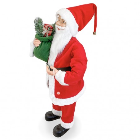 144204 Papá Noel vestido Rojo y Blanco Decoración navideña 90Hcm música y luces