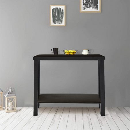 561751 Mesa consola de madera Blanca con 2 estantes para entrada o pasillo