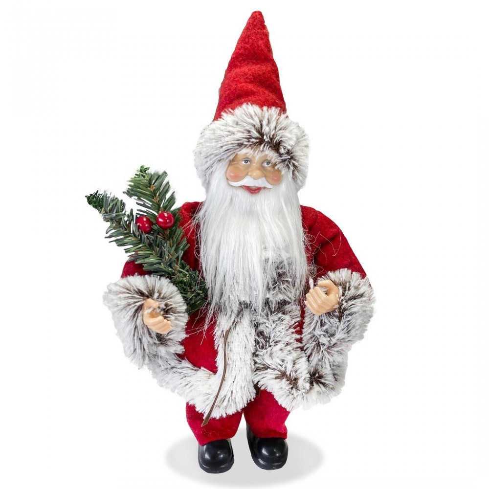 Art.144187 Papá Noel vestido rojo y gris Decoración navideña 30H cm