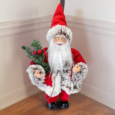 Art.144187 Papá Noel vestido rojo y gris Decoración navideña 30H cm