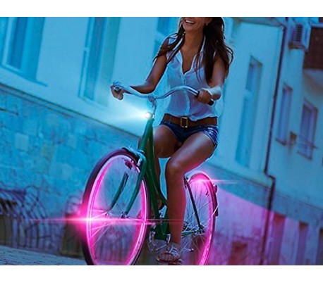 Pack 2 piezas de luces LED fluorescentes para coches motos y bici - Decoración noctura de ruedas y neumáticos