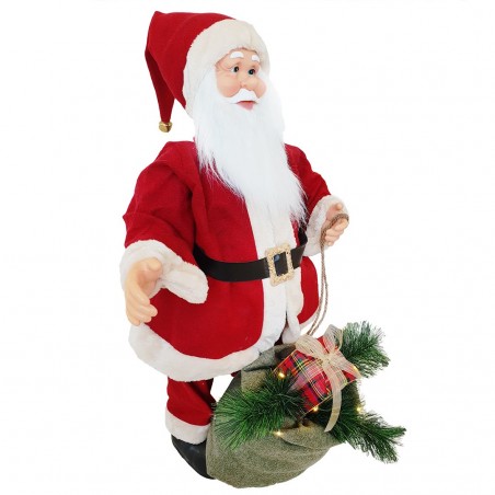 Papá Noel con Vestido Rojo y Crema 144206 80H cm con Música, Luces y Movimiento