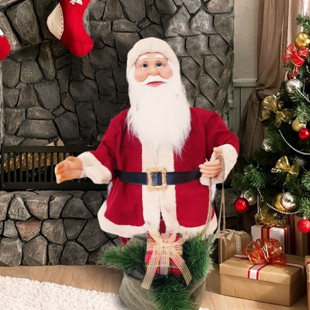 Papá Noel con Vestido Rojo y Crema 144206 80H cm con Música, Luces y Movimiento