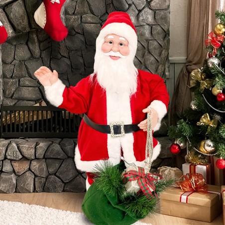 144208 Papá Noel vestido Rojo y Blanco Decoración navideña 80Hcm música y luces
