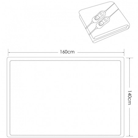 Manta de Poliéster eléctrica con calentador de Cama Doble DCG 2 Niveles 160x140