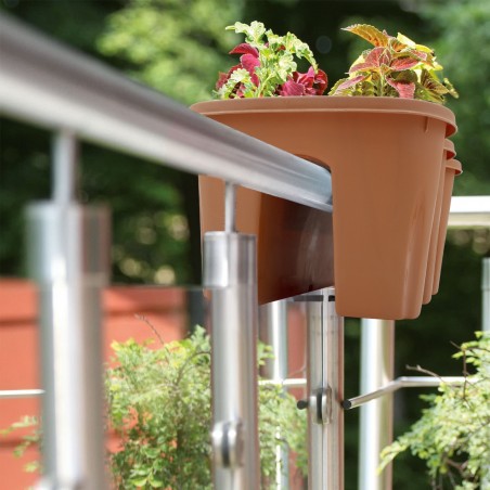 Florero de balcón para barandilla 025918 en maceta de plástico para balcón