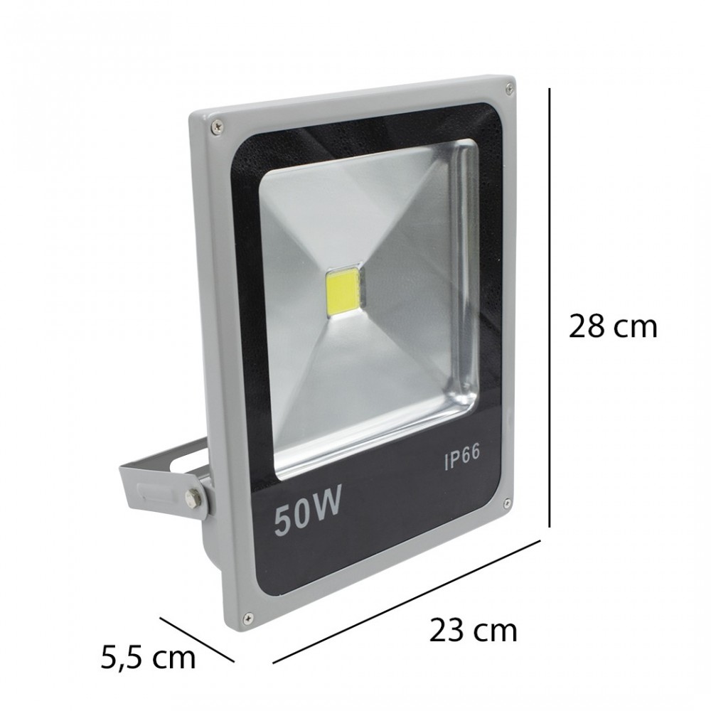 Foco LED slim 50w luz fría con soporte 120 ° y...