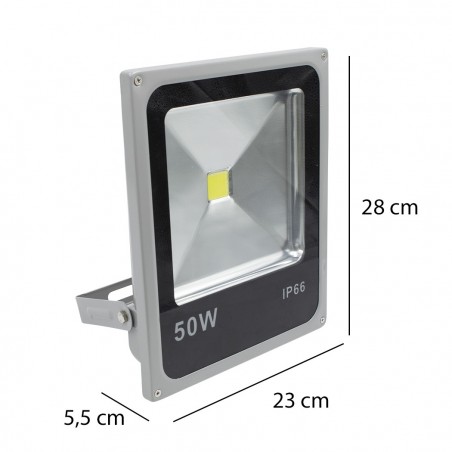 Foco LED slim 50w luz fría con soporte 120 ° y protección IP66
