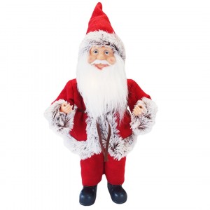 144191 Papá Noel vestido Rojo y Gris Decoración Navideña 40H cm con mini luces