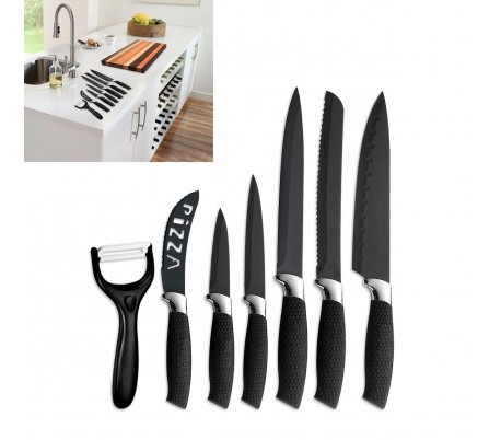 Set 6 cuchillos con revestimiento de cerámica - Color NEGRO RL-BLK6-W mws1790