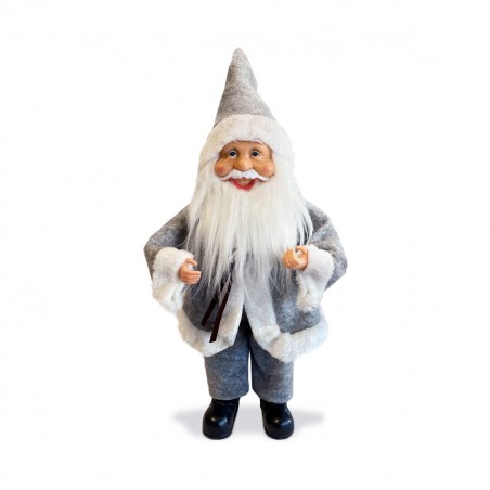 144193 Papá Noel vestido Gris Decoración navideña 40H cm con Miniluciérnagas