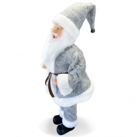 144197 Papá Noel vestido GRIS 45Hcm con Mecanismo Carillón, Sonidos y movimiento