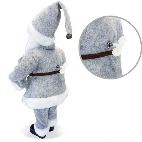 144197 Papá Noel vestido GRIS 45Hcm con Mecanismo Carillón, Sonidos y movimiento