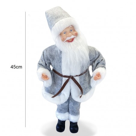 144197 Papá Noel vestido GRIS 45Hcm con Mecanismo Carillón, Sonidos y movimiento