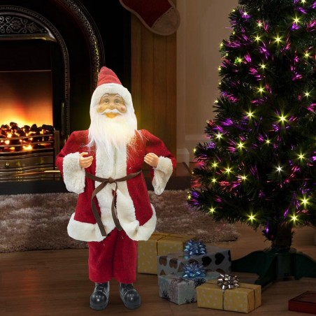 144198 Papá Noel vestido Rojo y Crema Decoración navideña 50H con mini luces