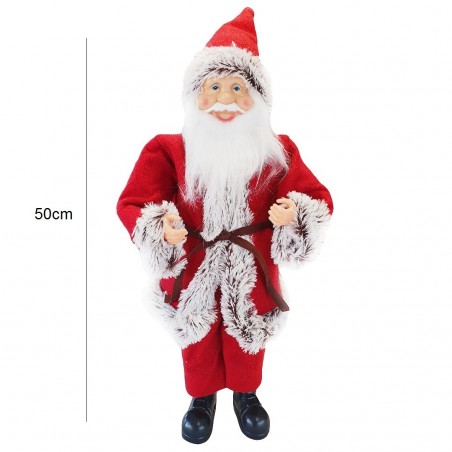 144199 Papá Noel vestido Rojo y Gris Decoración navideña 50H con mini luces