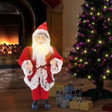 144199 Papá Noel vestido Rojo y Gris Decoración navideña 50H con mini luces
