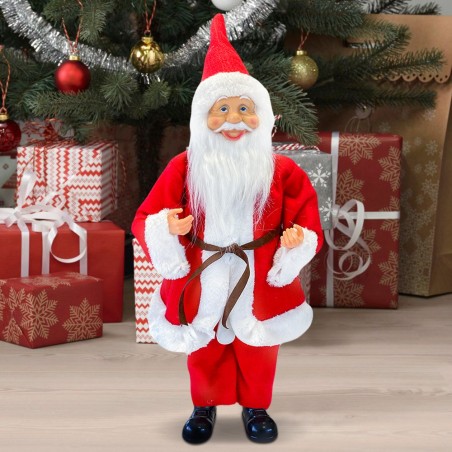 144200 Papá Noel vestido Rojo Decoración Navideña 50H cm con mini luces