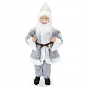 144201 Papá Noel vestido GRIS Decoración Navideña 50H cm con mini luces