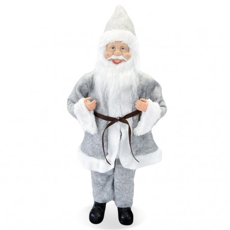 144201 Papá Noel vestido GRIS Decoración Navideña 50H cm con mini luces