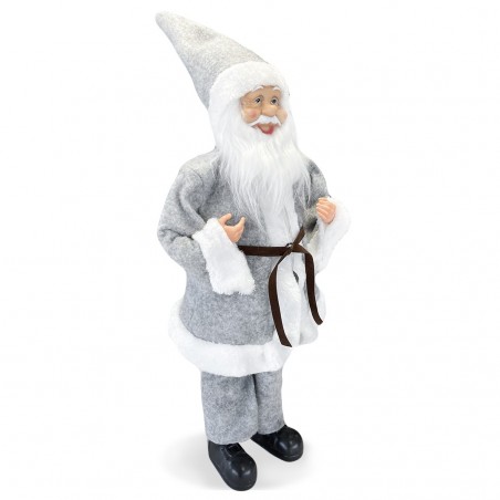 144201 Papá Noel vestido GRIS Decoración Navideña 50H cm con mini luces