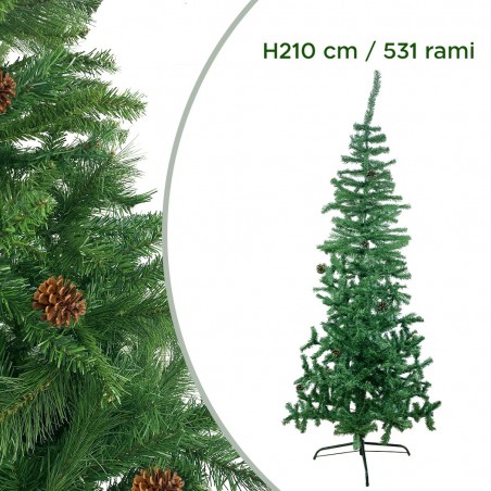 245007 Árbol de Navidad 210Hcm con 531 ramas plegables en PVC abeto artificial