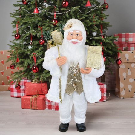 144230 Papá Noel blanco y dorado Vestido terciopelo 90Hcm con Luces y Sonidos