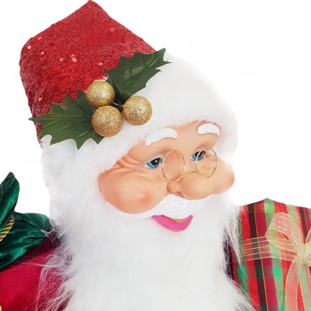 144218 Papá Noel Vestido ROJO y de terciopelo 90Hcm con Luces y Sonidos