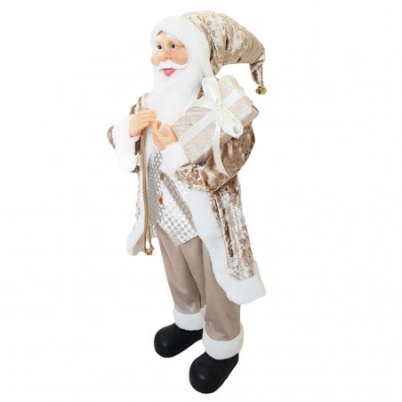 144236 Papá Noel Vestido Champagne y de terciopelo 90Hcm con Luces y Sonidos