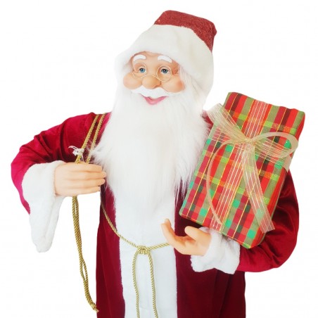 144220 Papá Noel Vestido ROJO y de terciopelo 110H con Luces y Sonidos