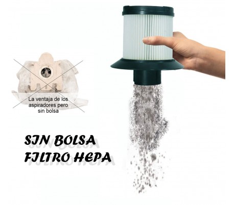 Aspiradora 1000 W LOLITA - Escoba eléctrica sin bolsa con filtro HEPA con cepillo para alfombras CAPRICCIO 583101 mws1693