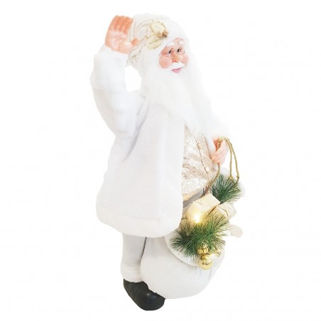 144231 Papá Noel Blanco y Dorado terciopelo 80Hcm con Luces, Sonido y movimiento